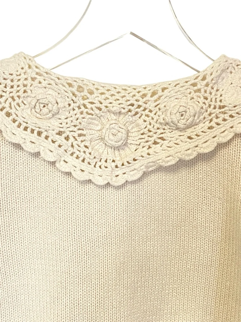 Vintage GAP Crochet Collar Cardigan Peter Pan Button Cottagecore Preppy Small - Picture 6 of 8